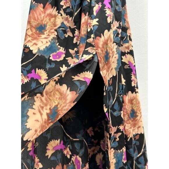 Astr The Label Womens Gaia Maxi Slip Dress Floral Satin Black Front Slit Size M‎ - Picture 8 of 14